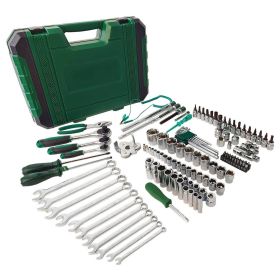 124-Piece Mechanics Tool Set, 1/2" 1/4" & 3/8" Drive Socket Tool Set - Including Ratchet Set Metric Sockets Wrenches Sets