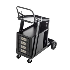 2-Tier 4 Drawers Welding Cart, Welder Cart with 265LBS Static Weight Capacity, 360Â° Swivel Wheels, Tank Storage Safety Chains