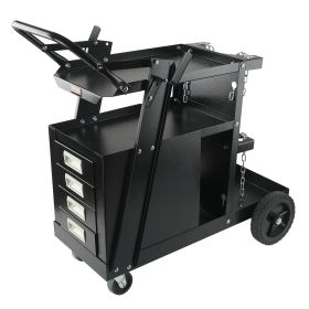 VEVOR Welding Cart, 2-Tier 4 Drawers Welder Cart with 265 LBS Weight Capacity, 360Â° Swivel Wheels, Tank Storage Safety Chains