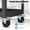 3-Tier Metal Utility Cart Trolley Tool with Flat Handle and 2 Lockable Universal Wheels