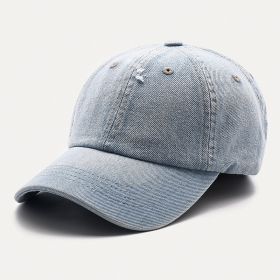 Cowboy hat; women's torn baseball cap; men's worn; washed; fashionable cap; cotton; smooth board; cross-border cap; (colour: wathet, size: M(56-58cm))