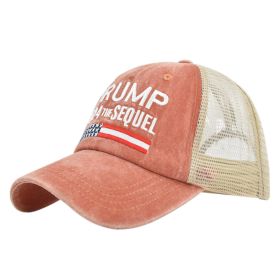 TRUMP embroidered baseball cap embroidered cap mesh cap Trump baseball cap visor (colour: 4 Orange, size: Adjustable 54-59)