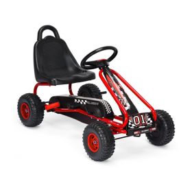 4 Wheel Pedal Powered Ride On Car with Adjustable Seat (Color: Red)