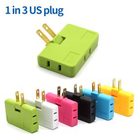 180Â° Rotating American Standard Plug 1 In 3 Out Universal Convenient Travel Adapter Phone Charger USA Canada Colombia Mexico (Color: Yellow)