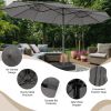 15 Feet Double-Sided Patio Umbrella with 48 LED Lights