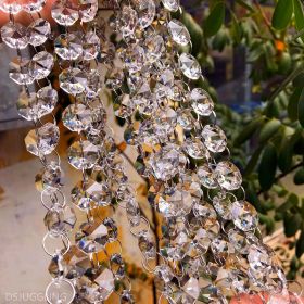 Crystal Octagon Prism Bead String 16mm - 2 Holes Clear Crystal Octagon Bead Chain for Garland Chandelier Wedding Party Tree Garlands Decoration DIY Je (size: 2.3 Meters (7.5FT))